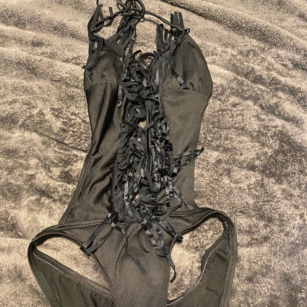 Black Fringe Monokini